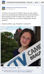 Beitrag auf der Facebook-Page der TU